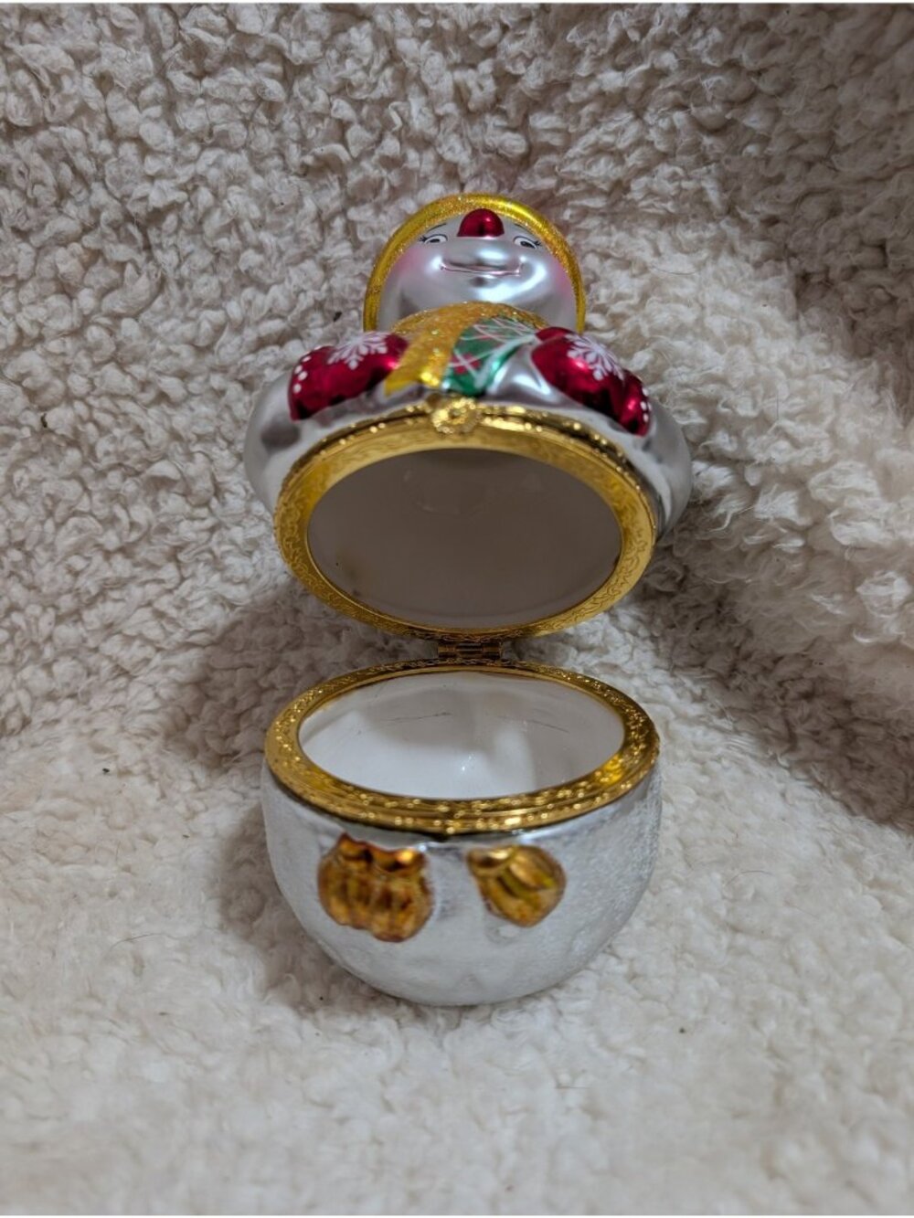 Christopher Radko Galerie Snowman Hinged Trinket Box Christmas Ornament 2005 - Picture 3 of 6